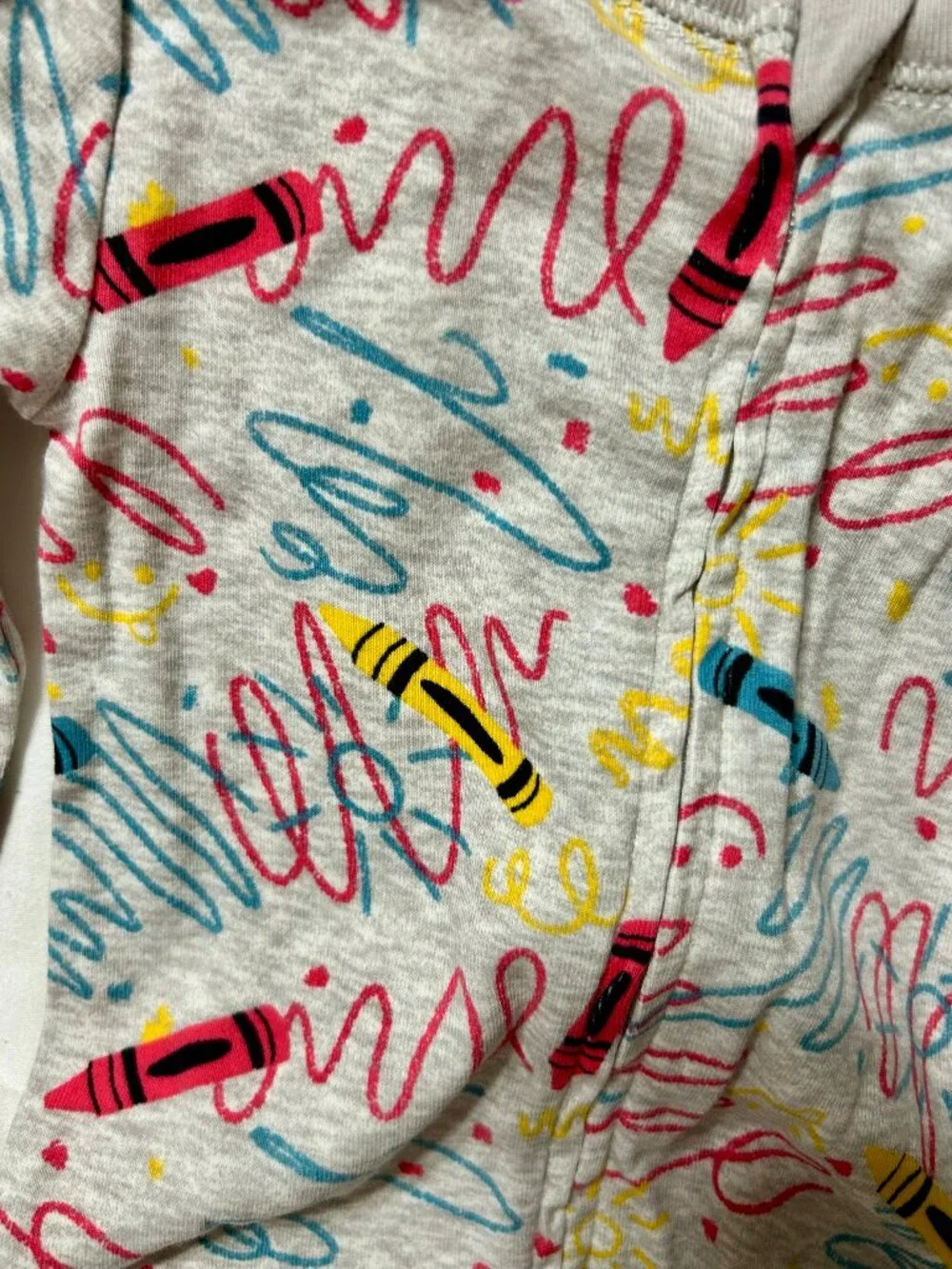 18-24 month Crayon Coloring Long-sleeve Cotton Pajama Sleeper 2-way zipper